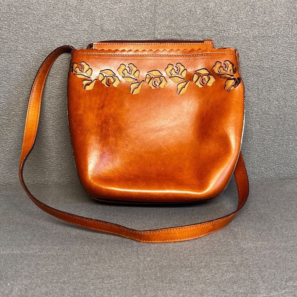 Ellepi Leather Small Handbag Stamped Out Flowers Made In Italy